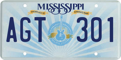 MS license plate AGT301