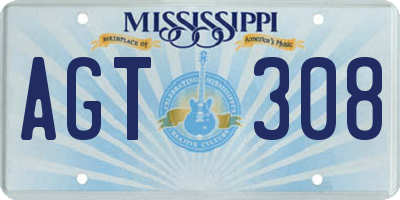 MS license plate AGT308