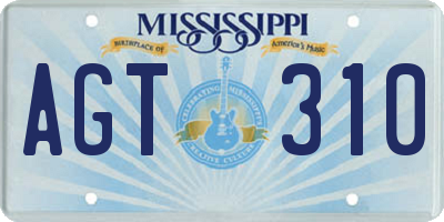 MS license plate AGT310