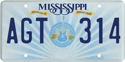 MS license plate AGT314