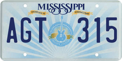 MS license plate AGT315