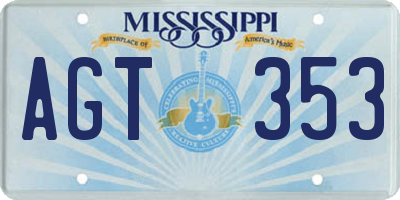 MS license plate AGT353