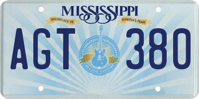 MS license plate AGT380