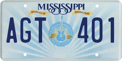 MS license plate AGT401