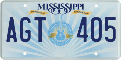 MS license plate AGT405