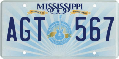 MS license plate AGT567