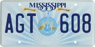 MS license plate AGT608