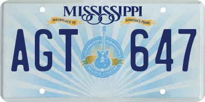 MS license plate AGT647