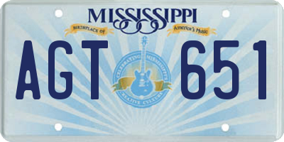 MS license plate AGT651