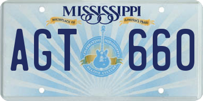 MS license plate AGT660