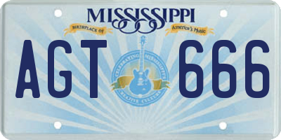 MS license plate AGT666