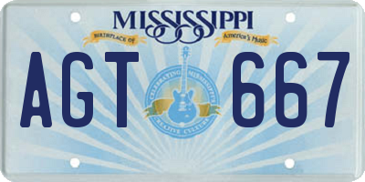 MS license plate AGT667