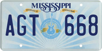 MS license plate AGT668