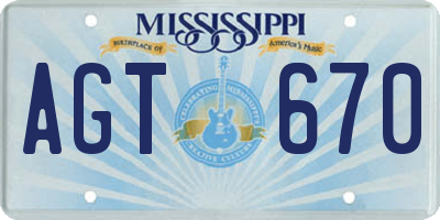 MS license plate AGT670