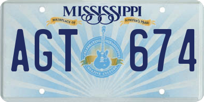 MS license plate AGT674