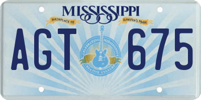 MS license plate AGT675