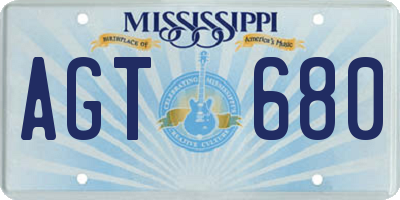 MS license plate AGT680