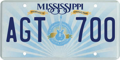 MS license plate AGT700
