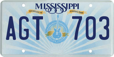 MS license plate AGT703