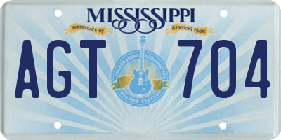 MS license plate AGT704