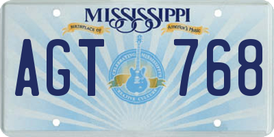 MS license plate AGT768
