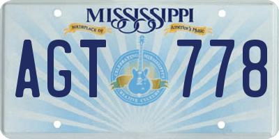 MS license plate AGT778