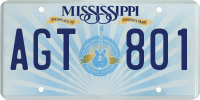 MS license plate AGT801