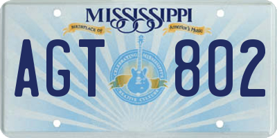 MS license plate AGT802