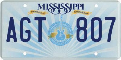 MS license plate AGT807