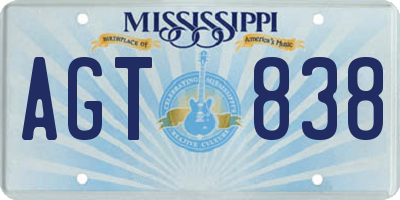 MS license plate AGT838