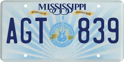 MS license plate AGT839