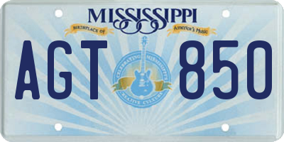 MS license plate AGT850