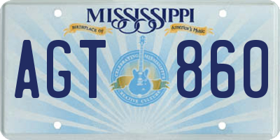 MS license plate AGT860
