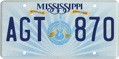MS license plate AGT870