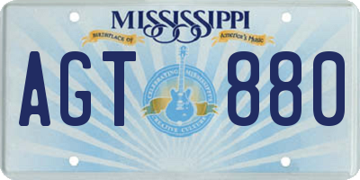 MS license plate AGT880