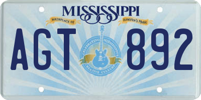 MS license plate AGT892