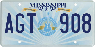 MS license plate AGT908