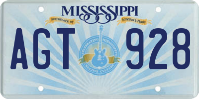 MS license plate AGT928