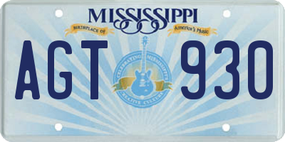 MS license plate AGT930