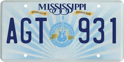 MS license plate AGT931