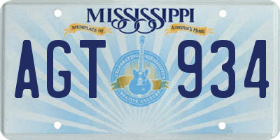 MS license plate AGT934