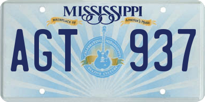 MS license plate AGT937