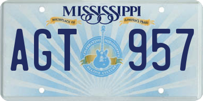 MS license plate AGT957