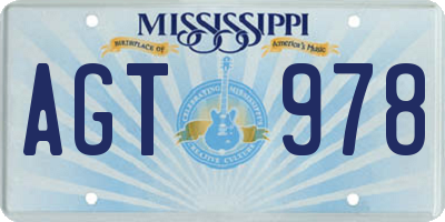 MS license plate AGT978
