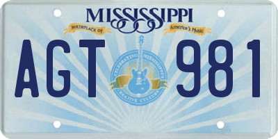 MS license plate AGT981