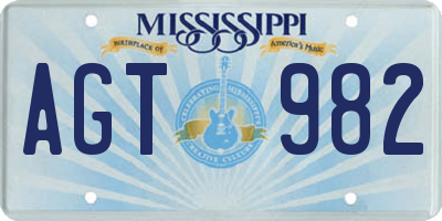 MS license plate AGT982