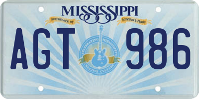 MS license plate AGT986