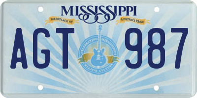 MS license plate AGT987