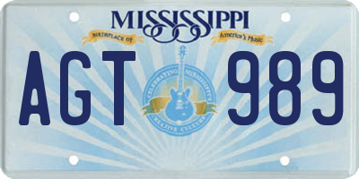 MS license plate AGT989