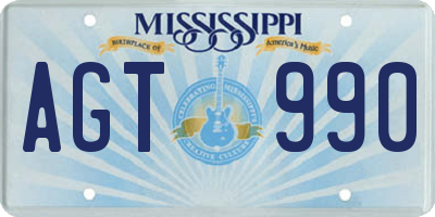 MS license plate AGT990